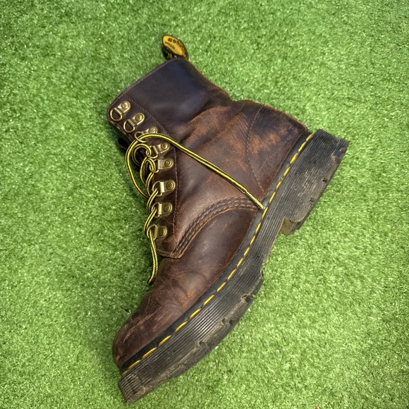 Dr. Martens 1460 Pascal Boots Men's 8, Brown Leather Combat Lace-Up AirWair - Picture 4 of 11